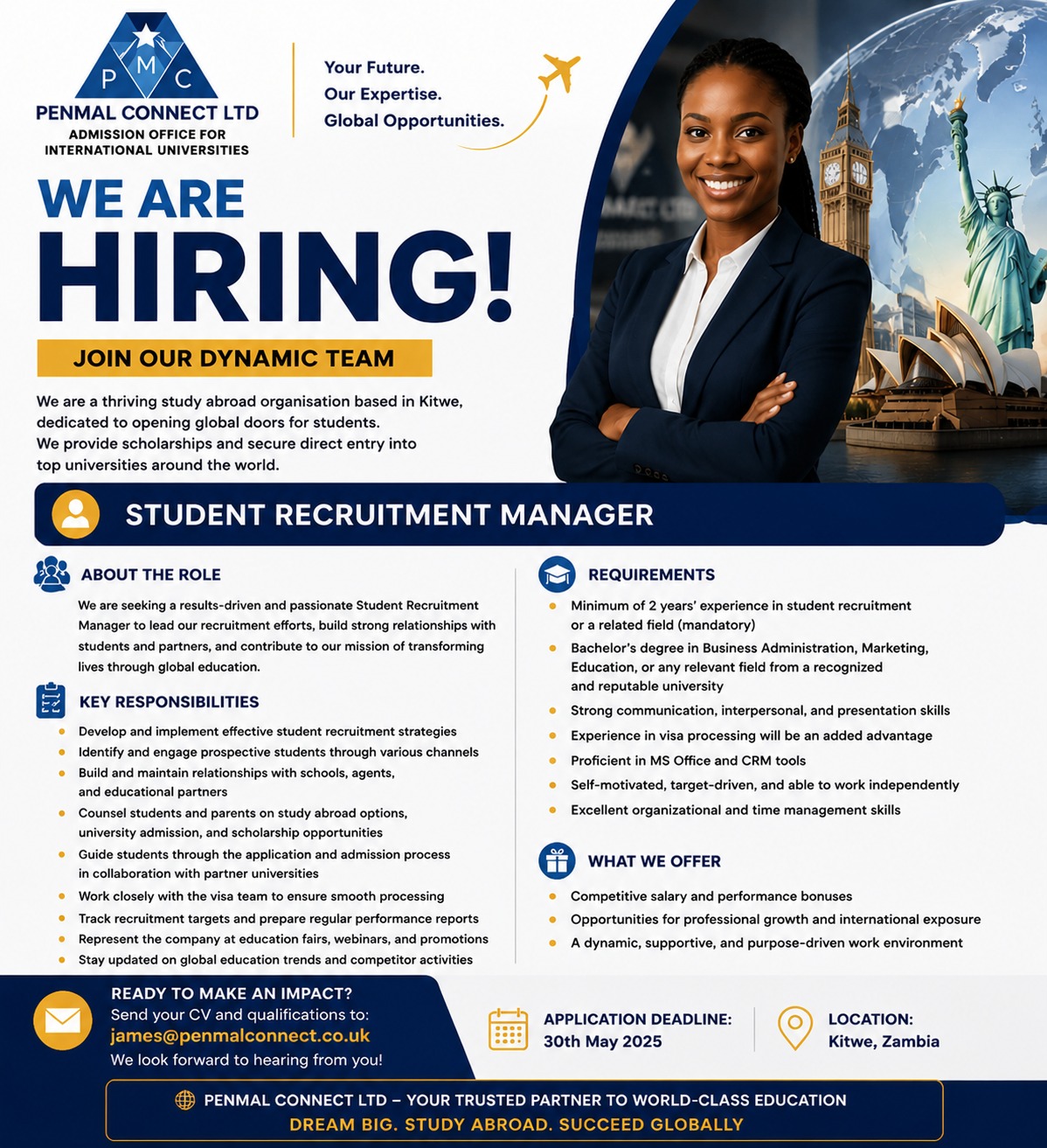 We Are Hiring — Student Recruitment Manager